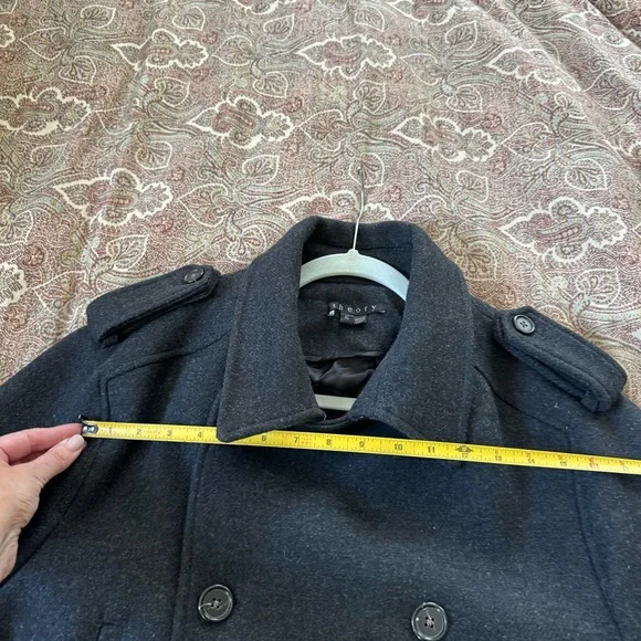 Men’s XL Charcoal Grey Theory Wool Cashmere Double Breastec Coat - Picture 6 of 11